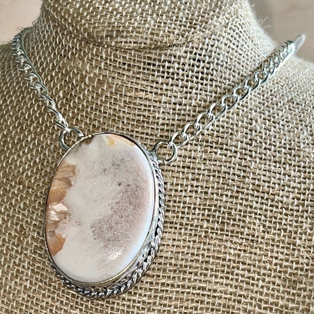 Peach Scolecite “Inner Peace Stone” Pendant Necklace - Picture 12 of 14